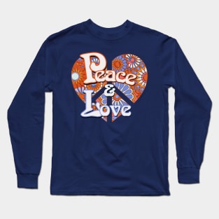 Retro Peace and Love Vintage Heart Long Sleeve T-Shirt